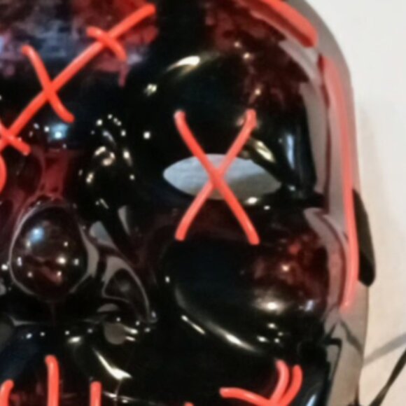 Purge Rave Party Red Light Up Stitches Scary LED MASK Costume Cosplay Halloween - Picture 7 of 10